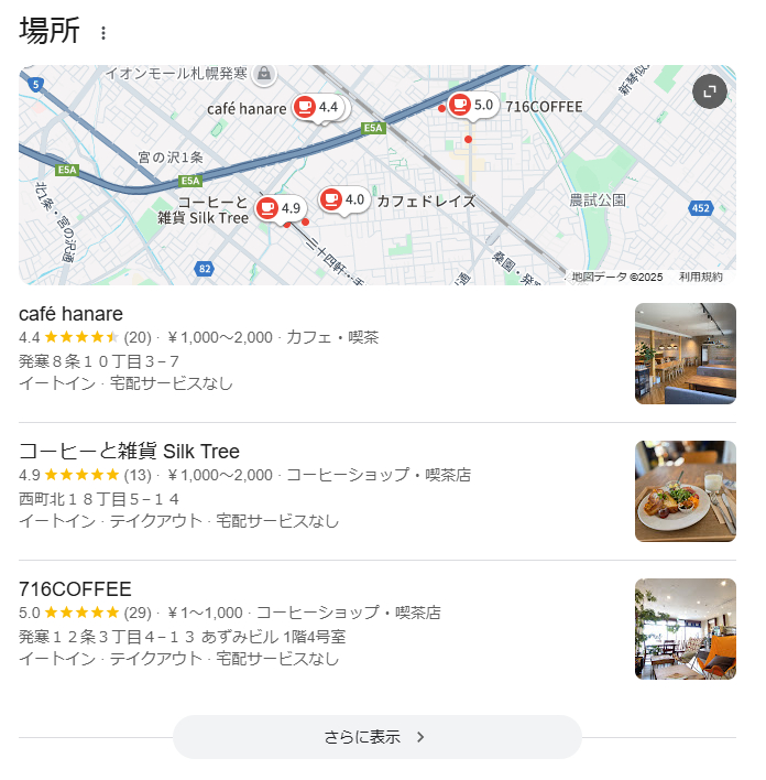 googleビジネスプロフィールの参考例